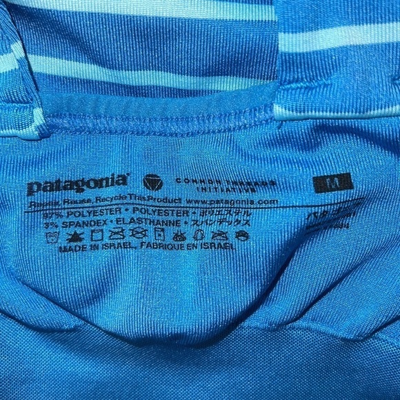 Patagonia Stripe Print Cinched Side Athletic Tank Top Built-In Bra - Picture 7 of 10